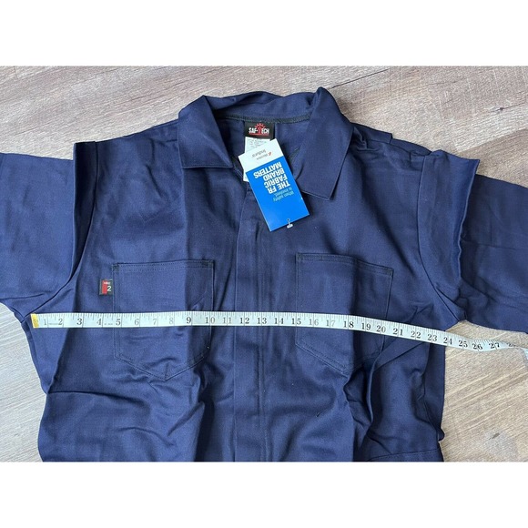 Saftech Utility FR Jumpsuit Long Sleeve Mens xL Navy Blue Full Suit M7 - Picture 8 of 10